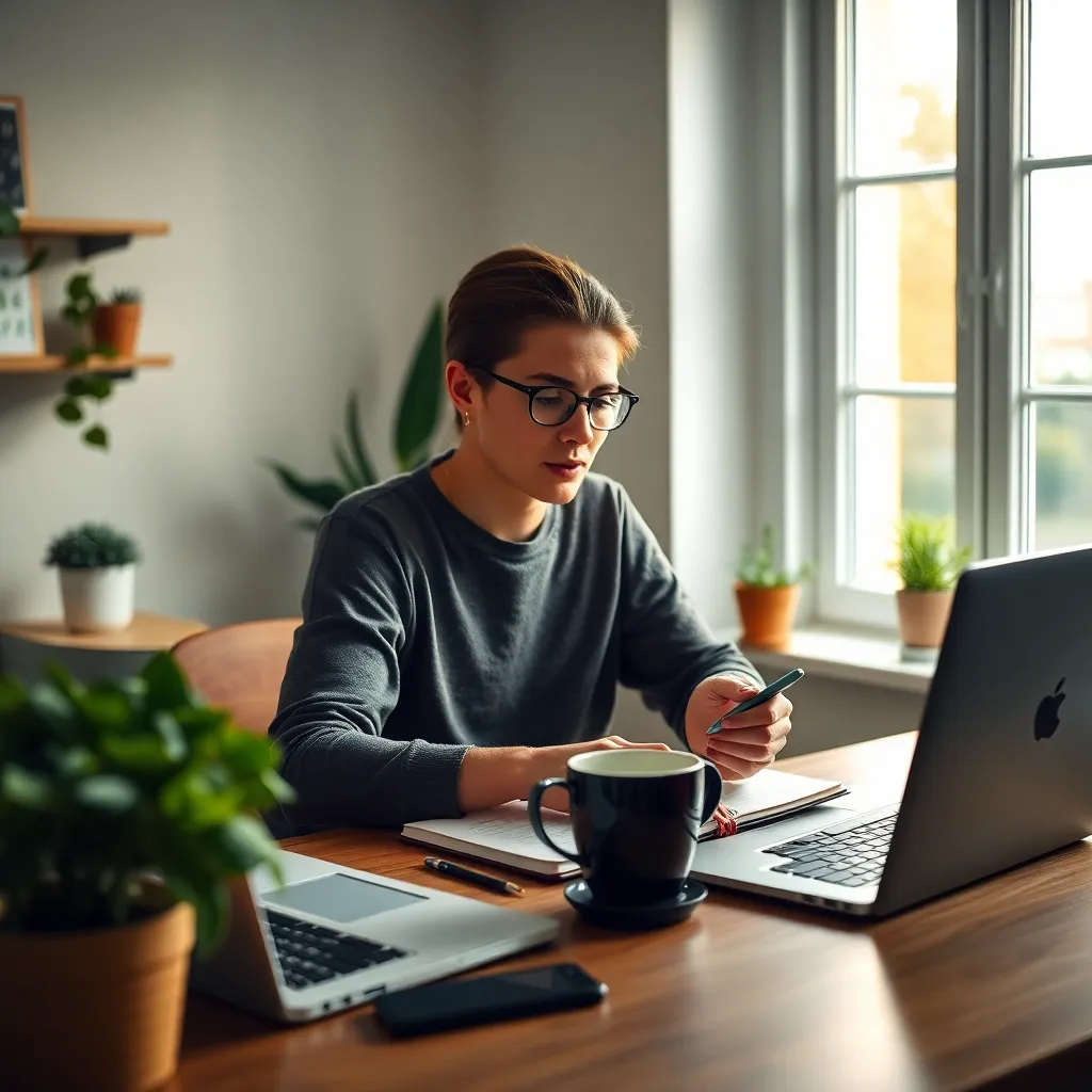 Persoon die dagelijkse financiële routine volgt