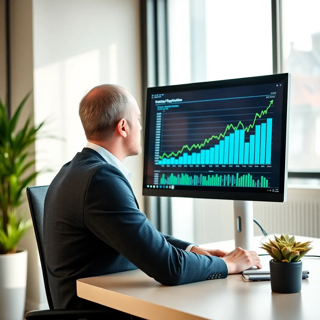 Succesvolle Nederlandse professional die ontspannen werkt aan financiële planning